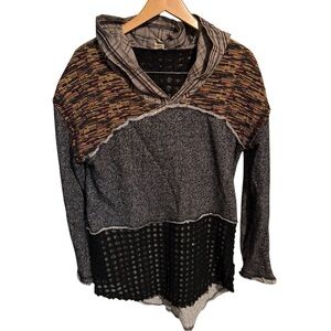 Gimmicks by BKE mixed media Multicolor Patchwork Hoodie women’s sz Small